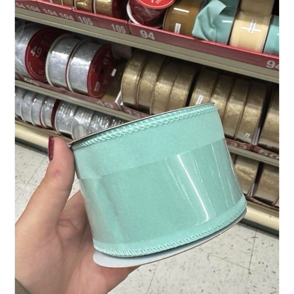 Lot 4 -Ribbon It Wired Edge Ribbon 2.5" Wide x 30 Feet  turquoise, Velvet - Picture 7 of 9